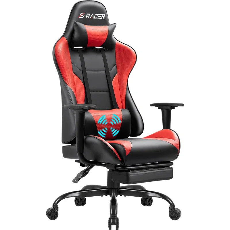 High-Back Massage Adjustable Reclining Ergonomic Faux Leather Swiveling PC & Racing Game Chair with Footrest