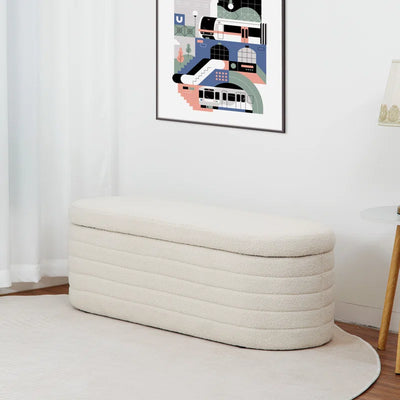 Matt Upholstered 45.5" Teddy Fabric Fluffy Faux Fur Flip Top Storage Bench
