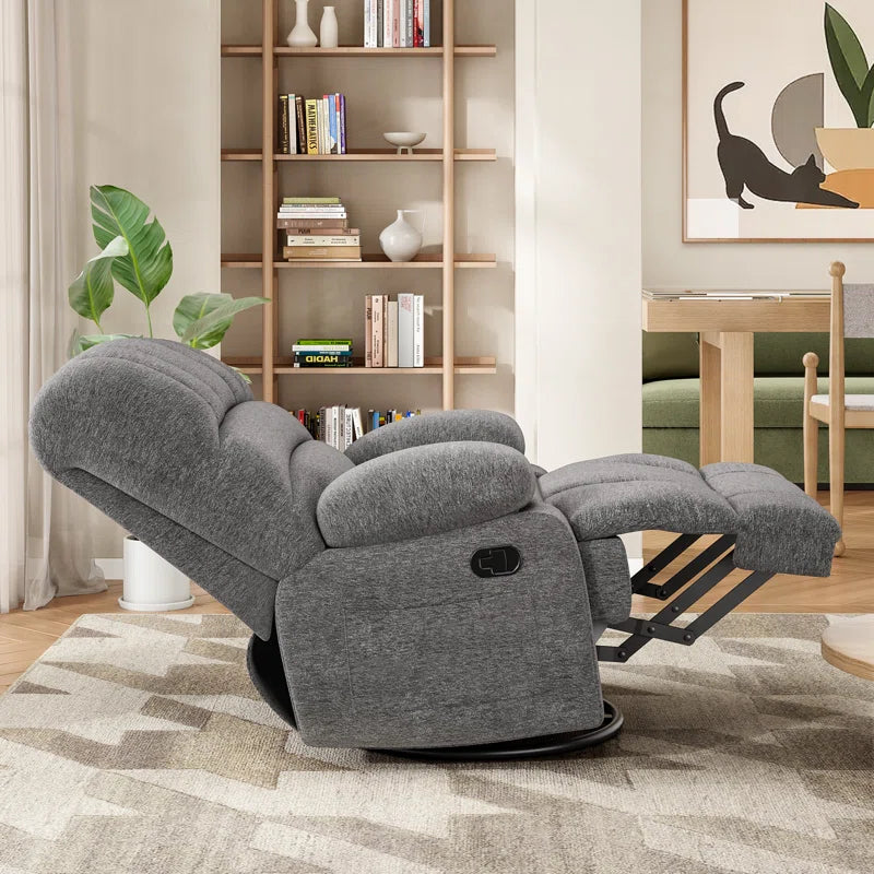 Heald 40.94"W Upholstered Swivel Rocker Recliner
