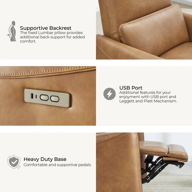 Mikkel Vegan Leather Swivel Power Recliner