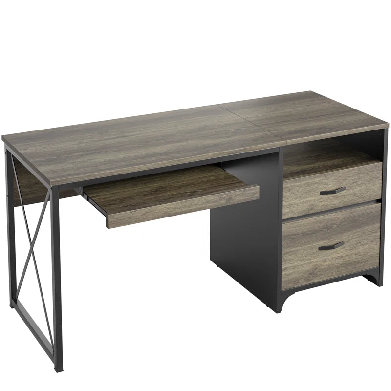 Labelle 55" W Writing Study Computer Table Workstation with Keyboard Tray