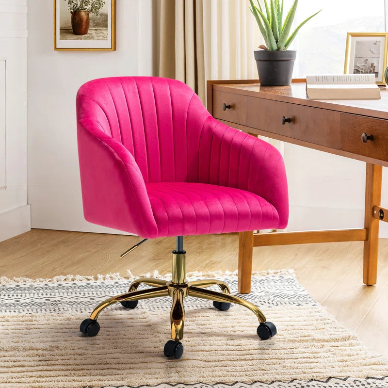 Adan Modern Velvet Task Chair with Wood Frame and Back