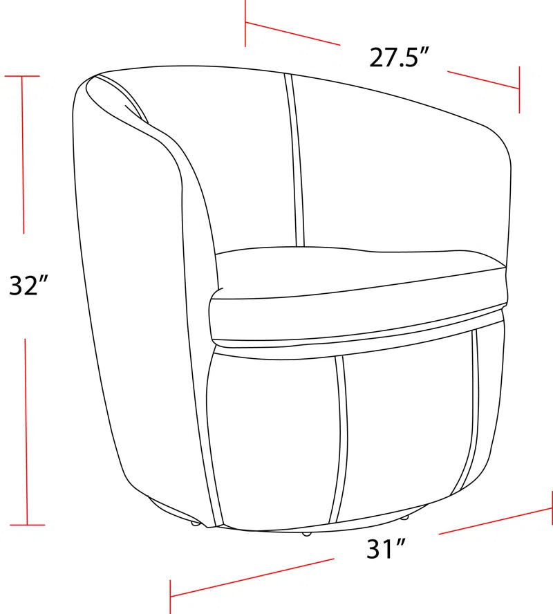 Azurdee Top Grain 100% Genuine Italian Leather Swivel Barrel Chair