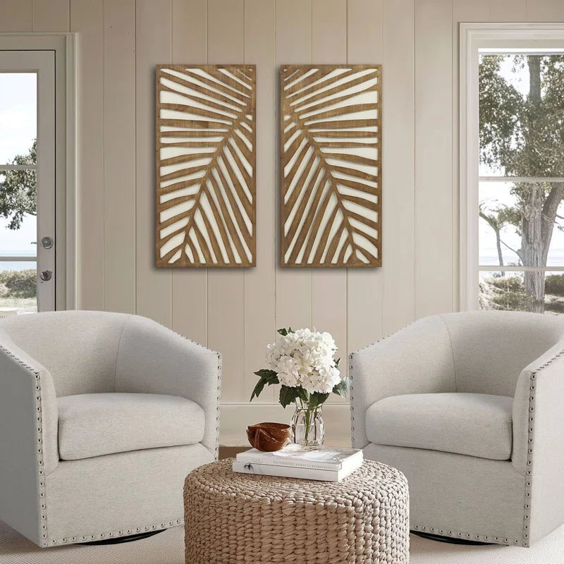 Birch Botanical Two-Tone 2-Piece Wood Panel Wall Decor Set