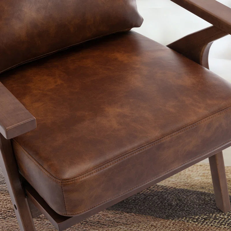 Huybert 29.7" Wide Solid Wood Frame Upholstered Mid Century Modern Retro Accent Chair