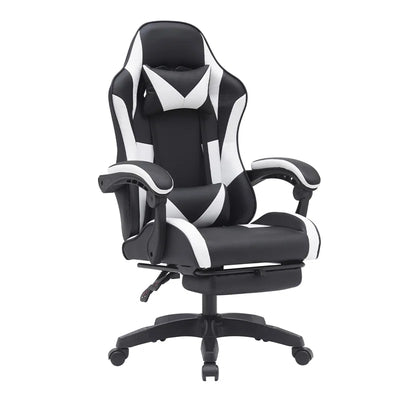 Knoble Adjustable Reclining Ergonomic Faux Leather Swiveling PC & Racing Game Chair with Footrest