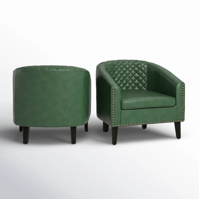 Boney 2- Piece 29" Wide Tufted Faux Leather Barrel Club Chair