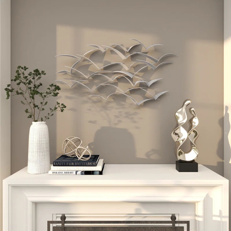 Metal Flying Flock of Bird Home Wall Decor