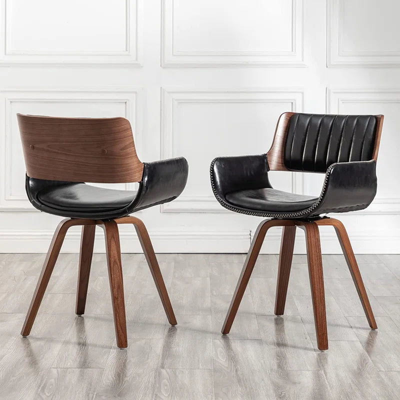 Faux Leather Upholstered Swivel Dining Armchair