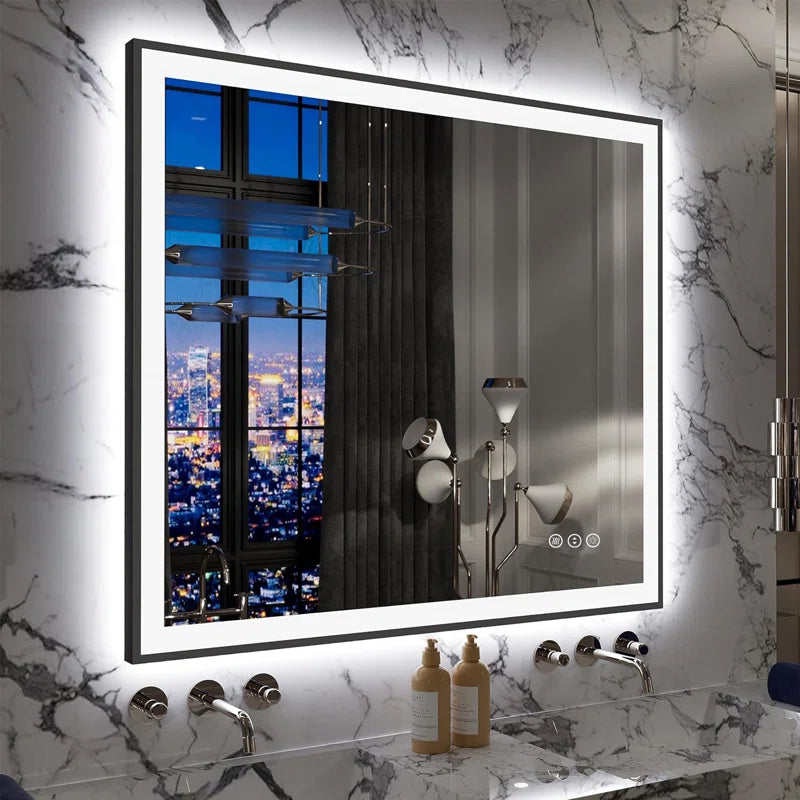 Aevar Super Bright Front & Back LED Lighted Anti-Fog Aluminum Alloy Framed Tempered Glass Bathroom/Vanity Mirror with ETL & 3-Year Warranty