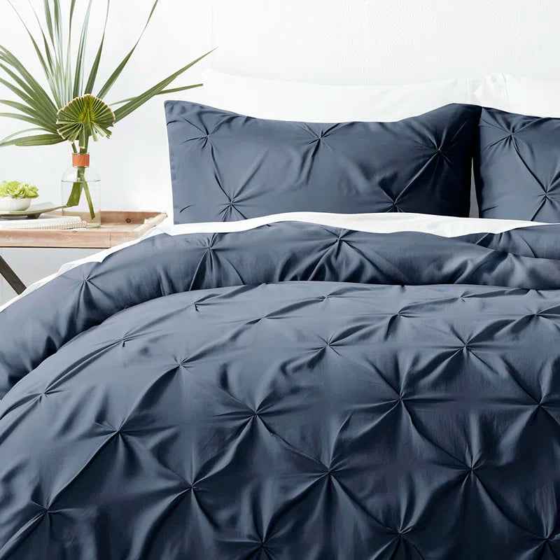Pinch Pleat Textured Duvet Cover Set
