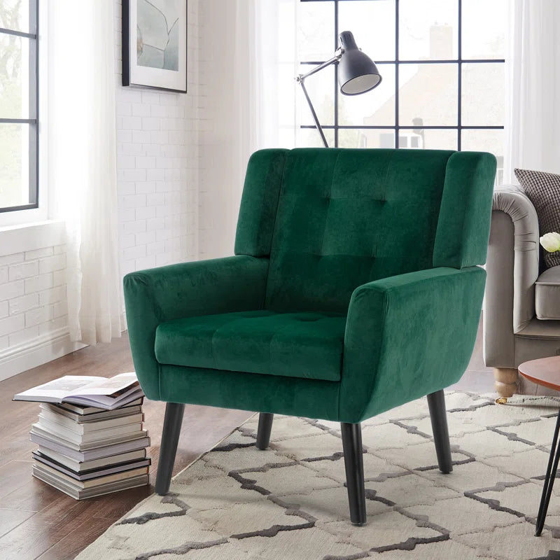 Tufted Upholstered Wide Back Armchair