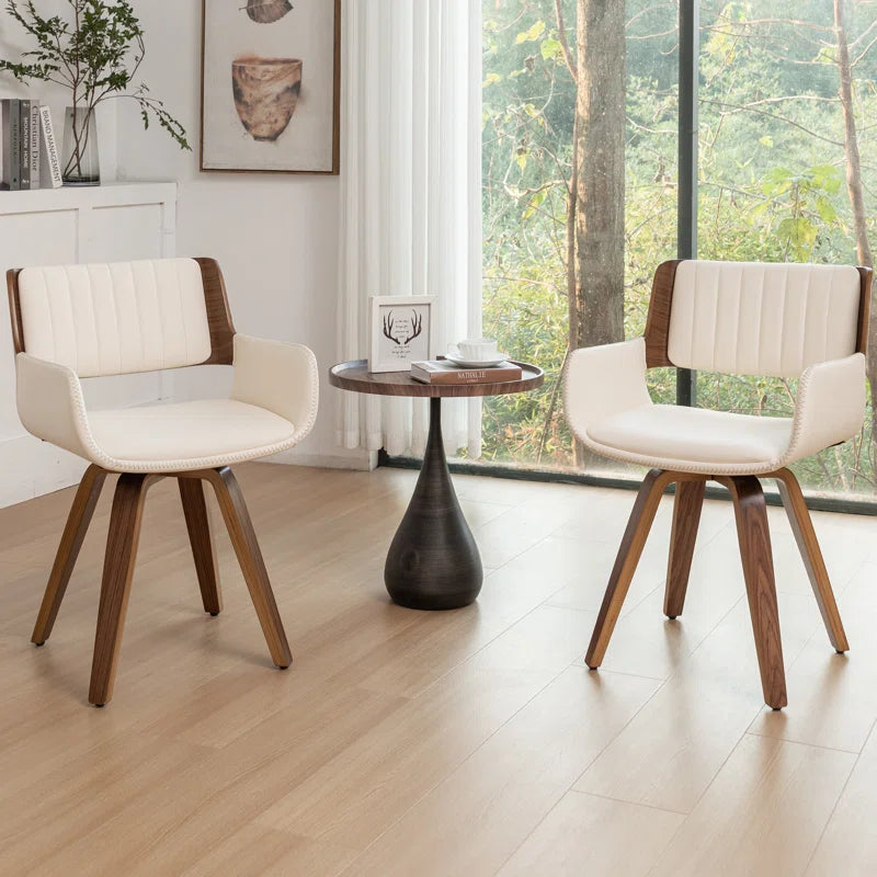 Faux Leather Upholstered Swivel Dining Armchair