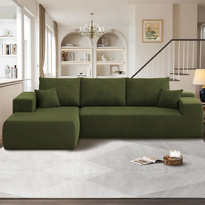 Nathasa 2 - Piece No Assembly Required Upholstery Sofa, Free Combination Cloud Sectional Couch with L-Shape Chaise, Deep Seat Modular Sofa for Living Room Bedroom