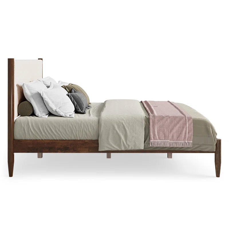 Beiler Solid Wood Upholstered Headboard Boucle Bed Frame