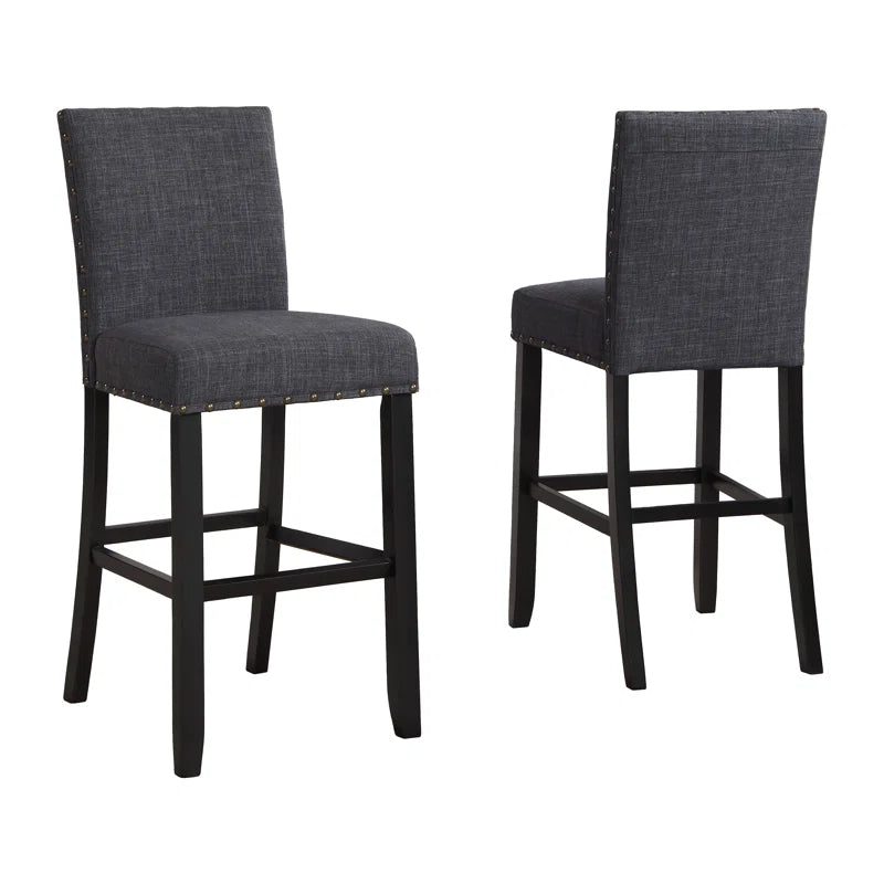 Carliana Fabric Counter Height Stools with Nailhead Trim, Set of 2