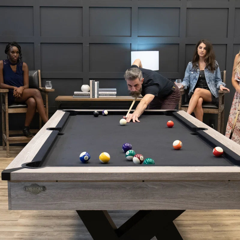 Kirkwood 90" Pool Table - Antique Gray Finish with Rustic, Modern Design with K-Leg Construction