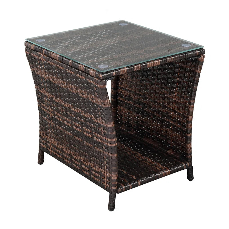 Ariabella Square Glass Outdoor Side Table