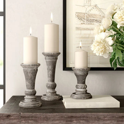 10'' H Wood Tabletop Candlestick