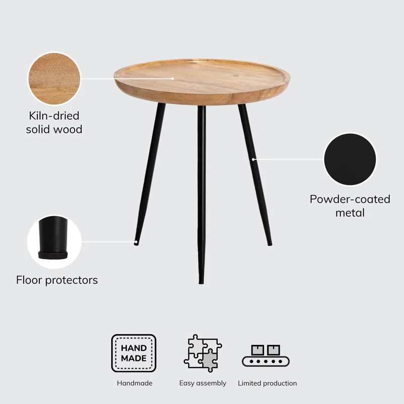 Castiglia Solid Wood Tray Top End Table