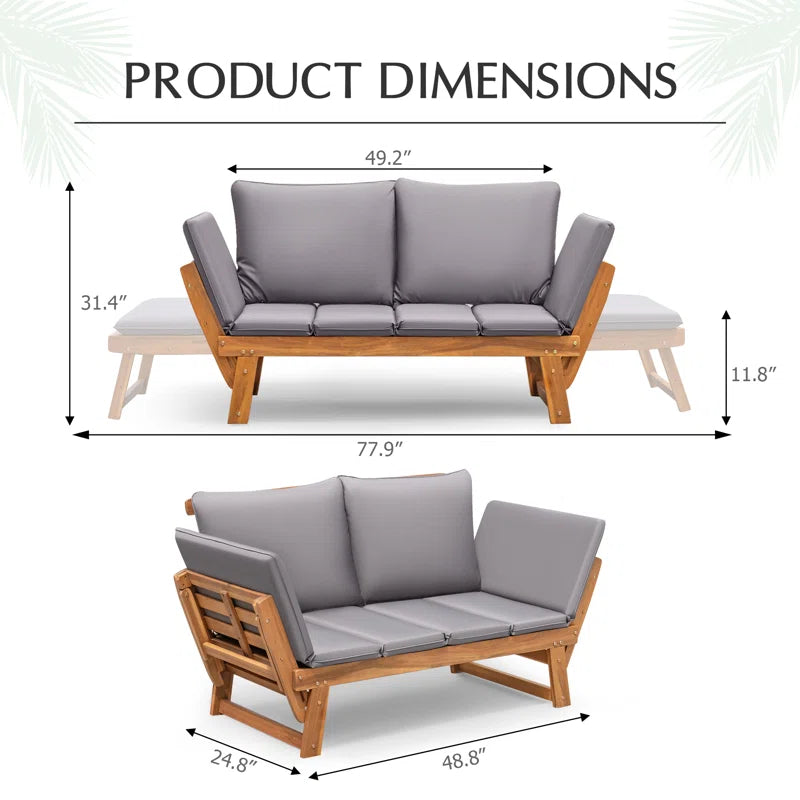 Kenessa 77.9" Wide Outdoor Straight Patio Sofa with Cushions