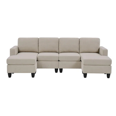 Ranjeeta 101" Wide Modular Sofa & Chaise with Ottoman