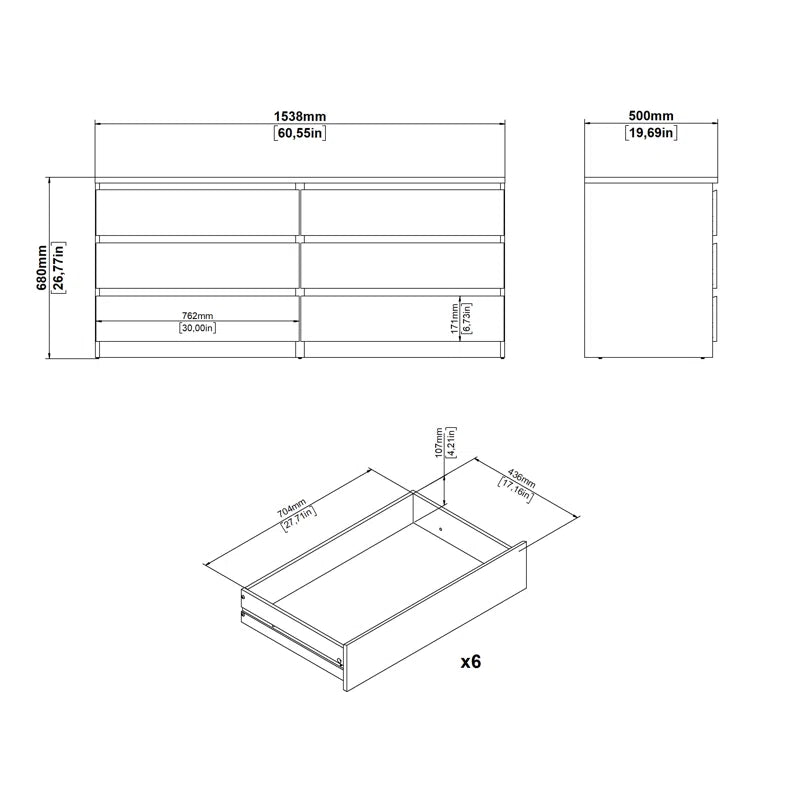 Jada 6 Drawer 60.5" W Double Dresser