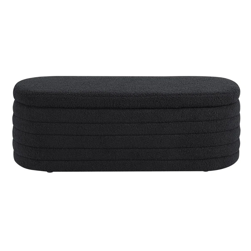 Matt Upholstered 45.5" Teddy Fabric Fluffy Faux Fur Flip Top Storage Bench