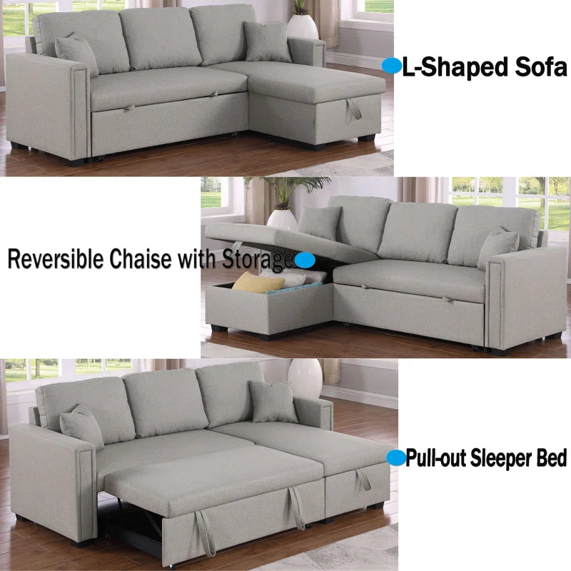 Dishaan Convertible Sleeper Sofa with Reversible Chaise