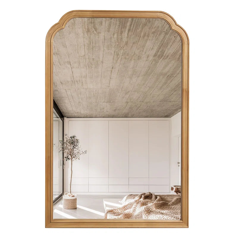 Ancalin Wood Accent Wall Mirror for Bathroom Bedroom Decorative Mirror