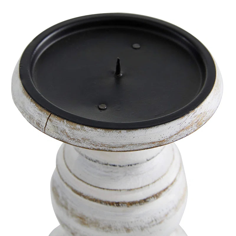 3 Piece Wood Tabletop Candlestick Set