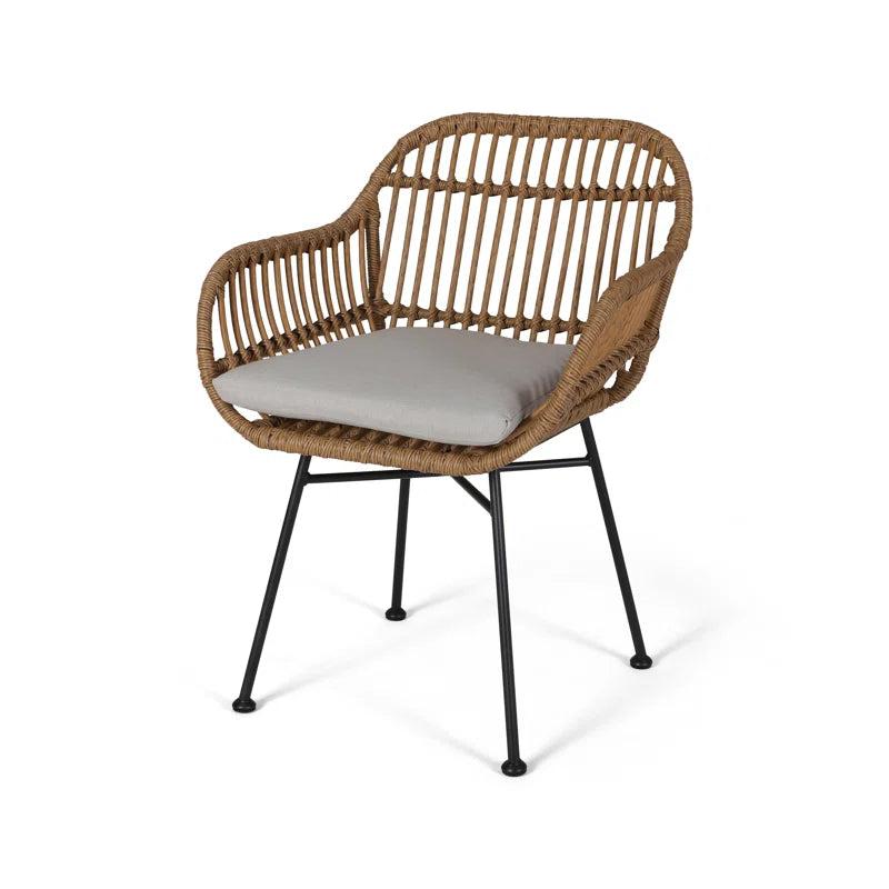 Aaronn Outdoor Woven Patio Chair with Cushions