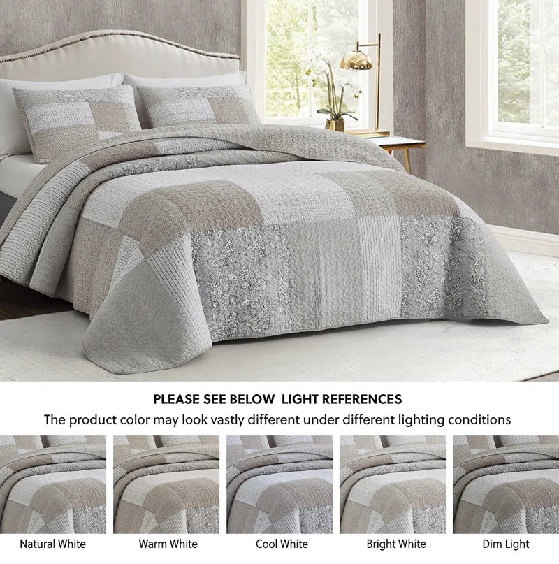 Quinn Cotton Patchwork Reversible Quilt Set
