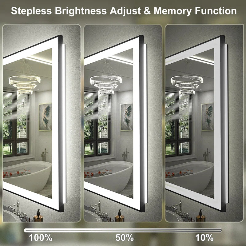 Aevar Super Bright Front & Back LED Lighted Anti-Fog Aluminum Alloy Framed Tempered Glass Bathroom/Vanity Mirror with ETL & 3-Year Warranty