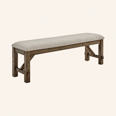 Gigi 60" Solid Wood and Upholstered Farmhouse Dining Bench