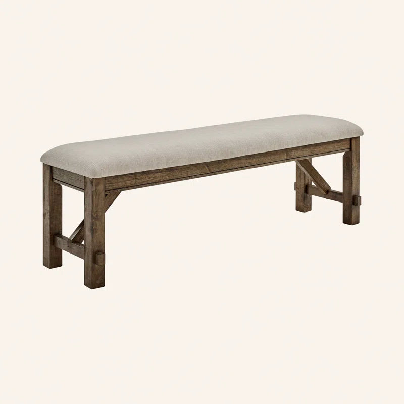Gigi 60" Solid Wood and Upholstered Farmhouse Dining Bench
