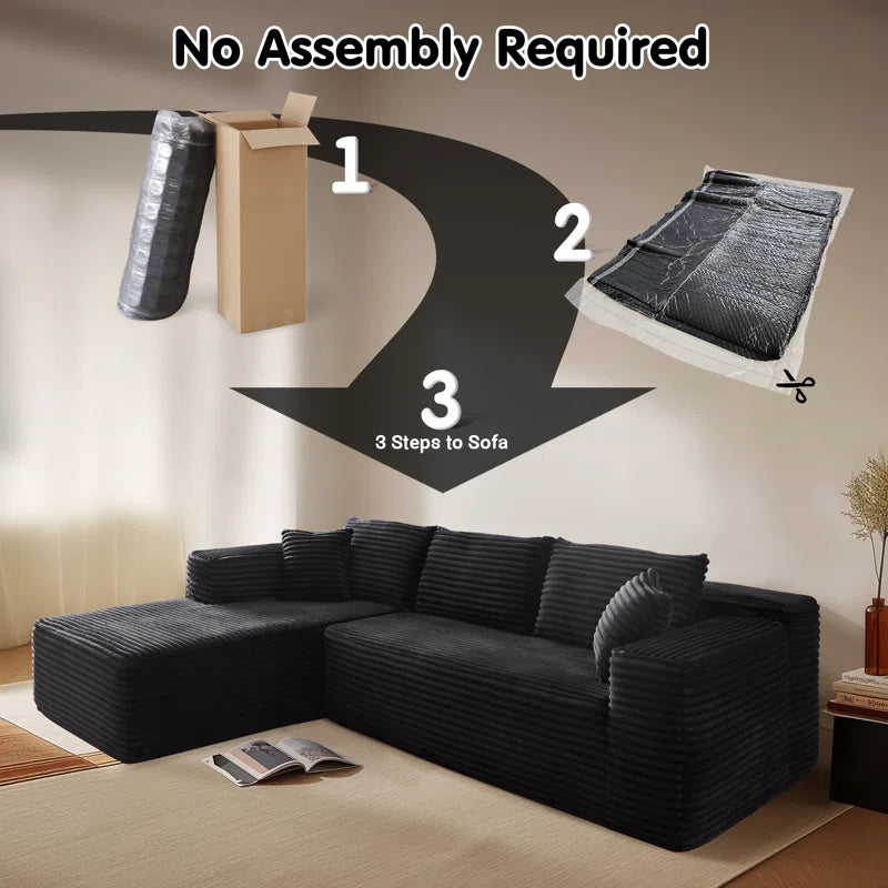 Nathasa 2 - Piece No Assembly Required Upholstery Sofa, Free Combination Cloud Sectional Couch with L-Shape Chaise, Deep Seat Modular Sofa for Living Room Bedroom