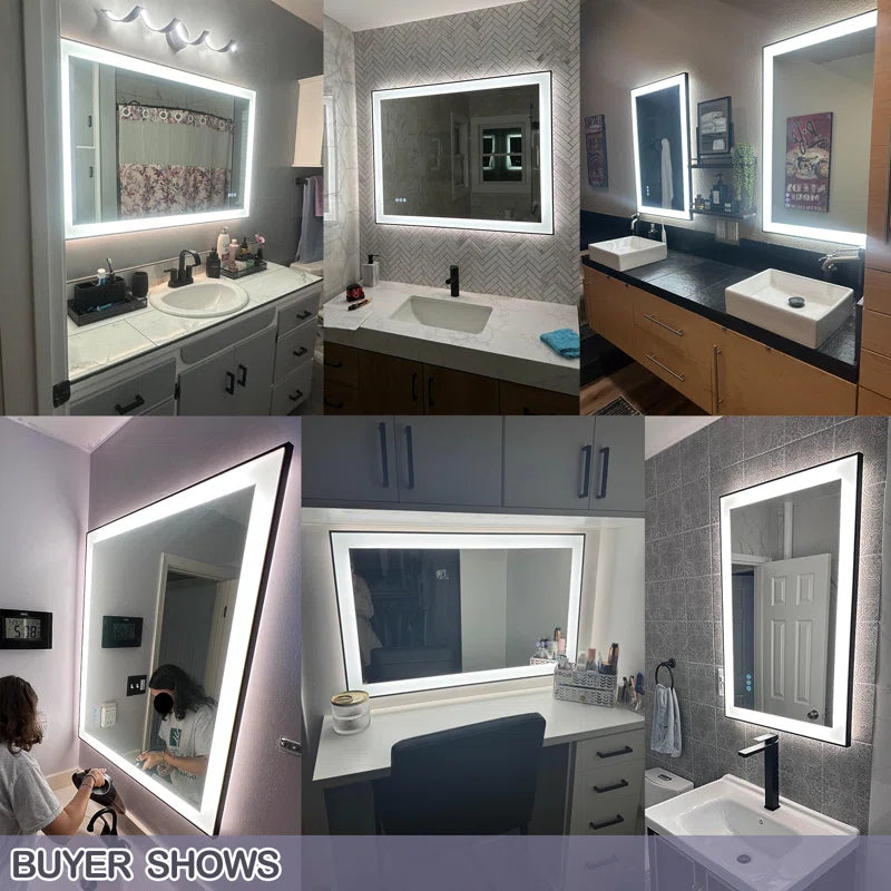 Aevar Super Bright Front & Back LED Lighted Anti-Fog Aluminum Alloy Framed Tempered Glass Bathroom/Vanity Mirror with ETL & 3-Year Warranty