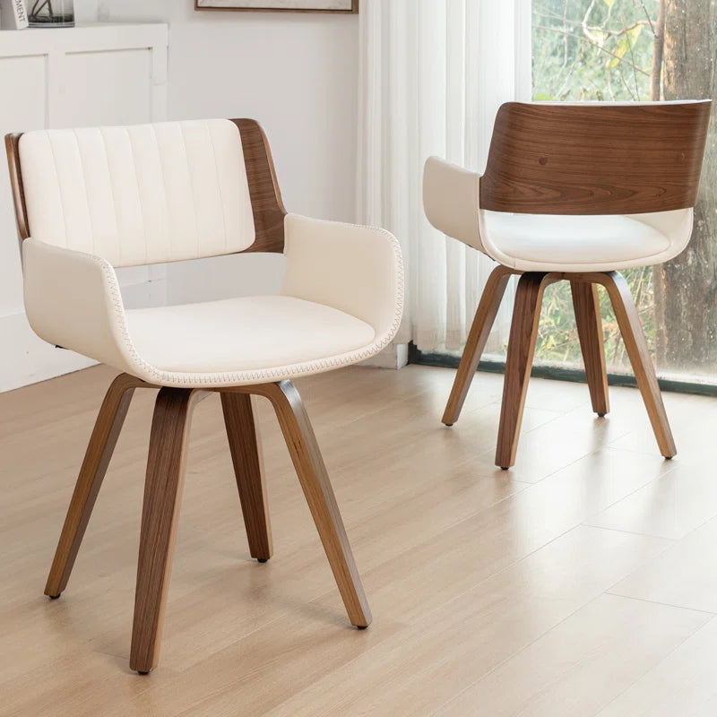 Faux Leather Upholstered Swivel Dining Armchair