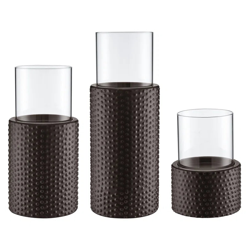 3 Piece Iron Tabletop Hurricane Holder Set