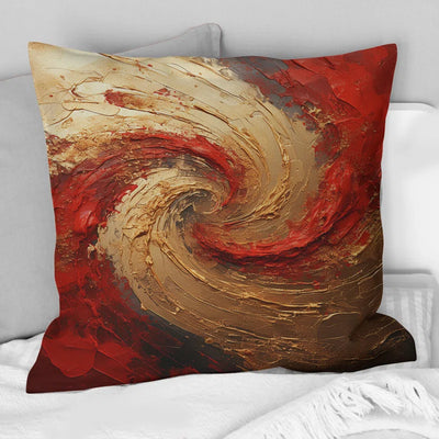 Red Gold Fusion Spiral - Abstract Spirals Printed Throw Pillow