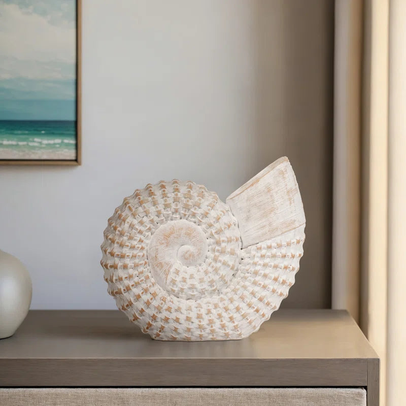 Ceramic Shell Figurine - Elegant Home Decor Accent Piece - 7" X 3" X 7"