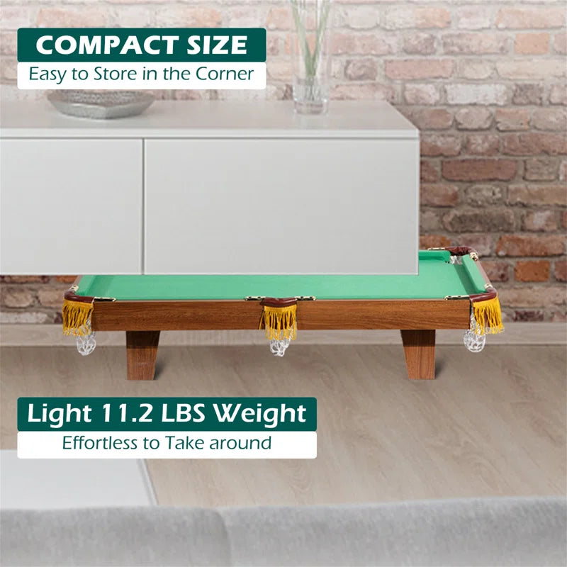 36" Mini Tabletop Pool Set with Balls, Sticks, Chalk, Brush & Triangle