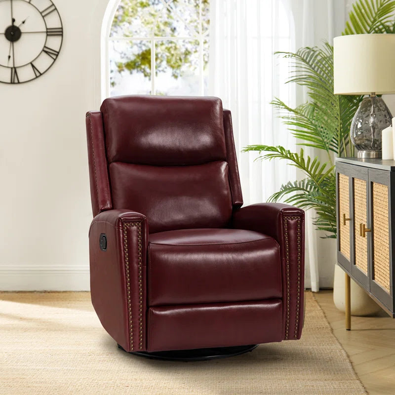 Genuine Leather Swivel Rocker Recliner