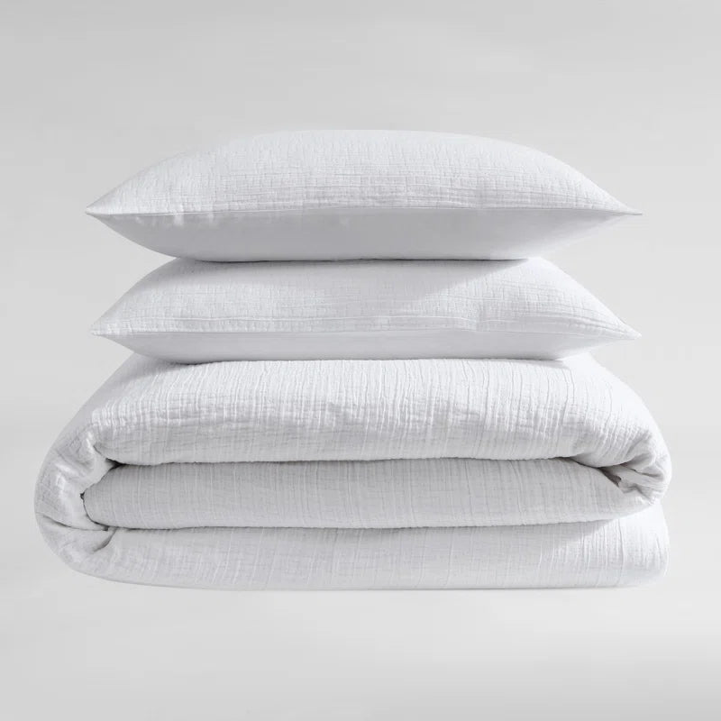 Washed Texture Solid Cotton Duvet Cover Set