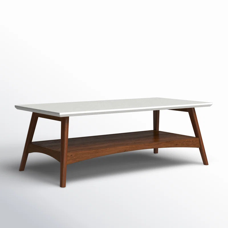 Parker Modern Coffee Table with Open Shelf & White Top