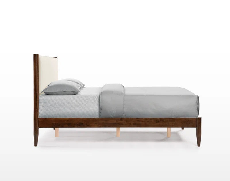 Beiler Solid Wood Upholstered Headboard Boucle Bed Frame