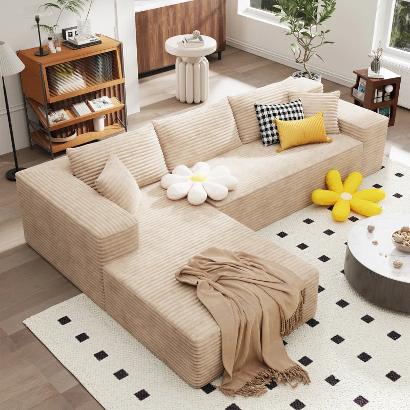 106" Cloud Sectional Couch with L-Shape Chaise, No Assembly Required, Modern Modular Sofa with Deep Seat, Upholstered Couches for Living Room Bedroom, Plush