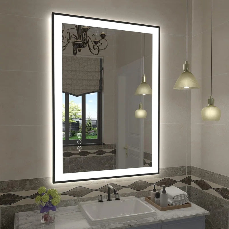 Aevar Super Bright Front & Back LED Lighted Anti-Fog Aluminum Alloy Framed Tempered Glass Bathroom/Vanity Mirror with ETL & 3-Year Warranty