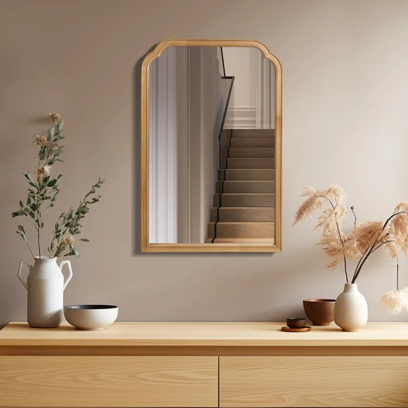 Ancalin Wood Accent Wall Mirror for Bathroom Bedroom Decorative Mirror